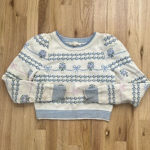 Cropped Love Shack Fancy bow sweater